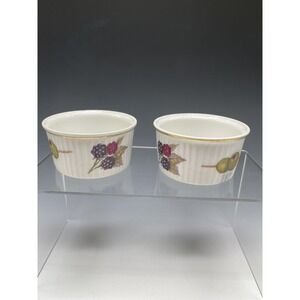 (2) Royal Worcester Evesham Gold Ramekin Pots Custard A46